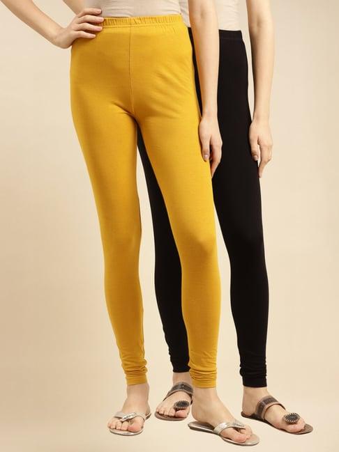 rangita black & mustard leggings - pack of 2