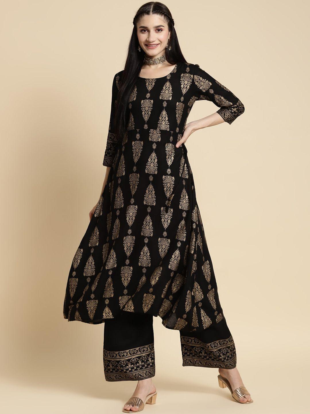 rangita ethnic motifs printed a-line kurta with palazzos