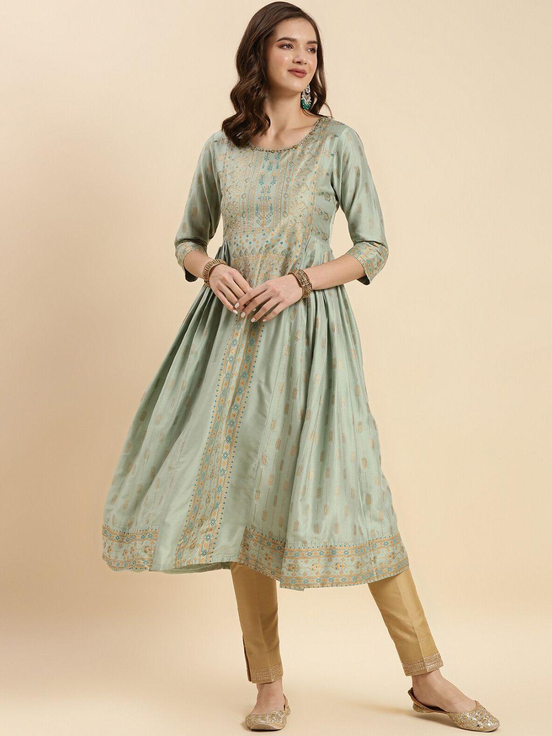 rangita ethnic motifs printed chanderi a-line kurta