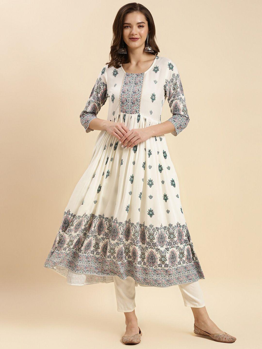 rangita ethnic motifs printed gotta patti detailed pleated anarkali kurta