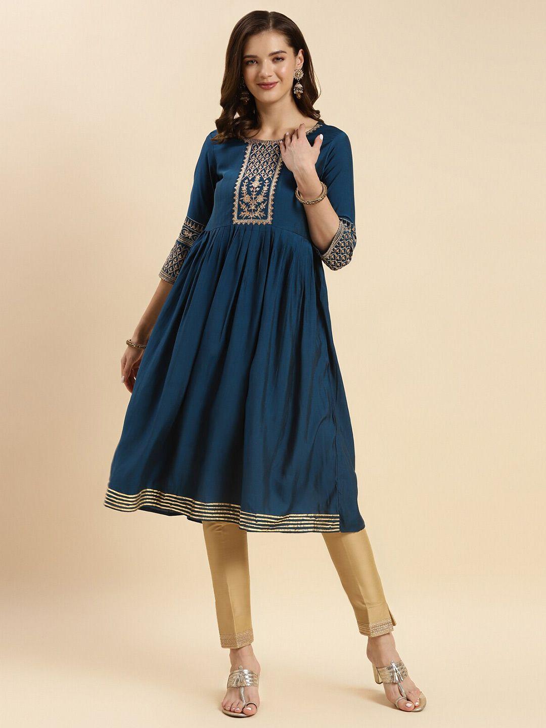 rangita ethnic motifs yoke design a line kurta