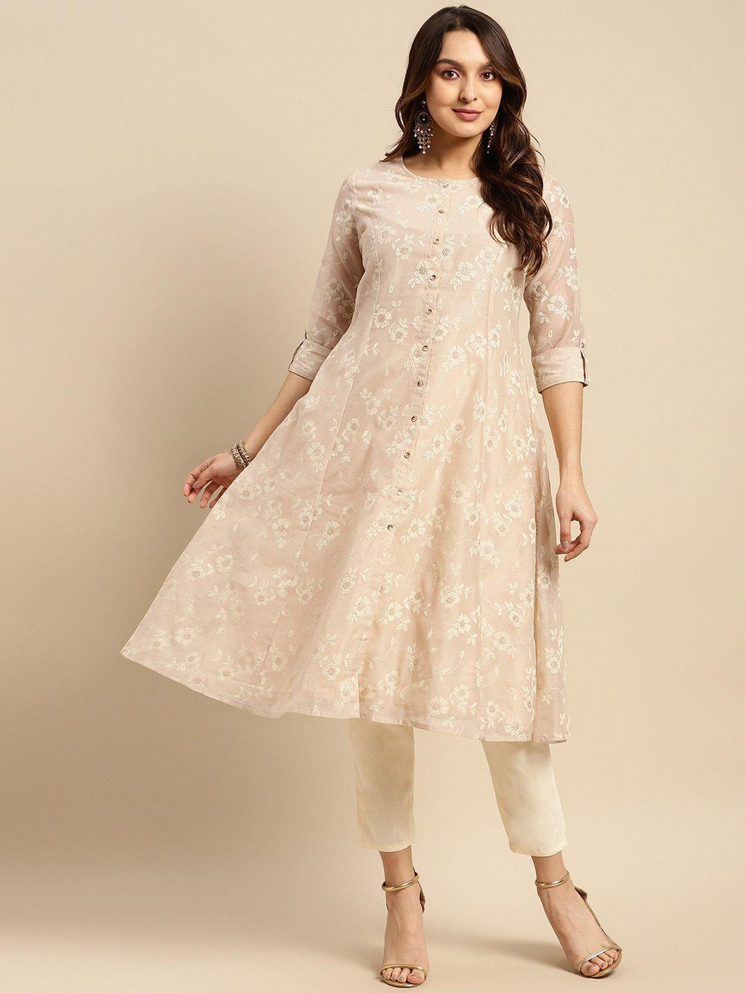 rangita floral embroidered chanderi silk kurta