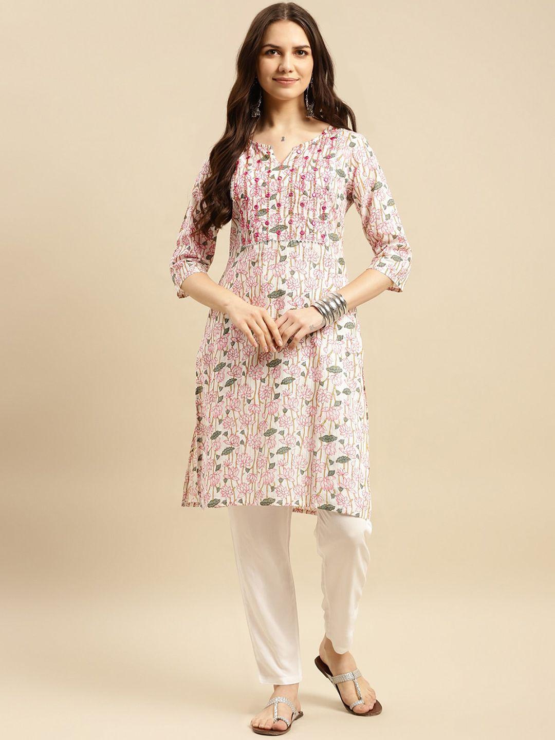 rangita floral printed pure cotton kurta with trousers
