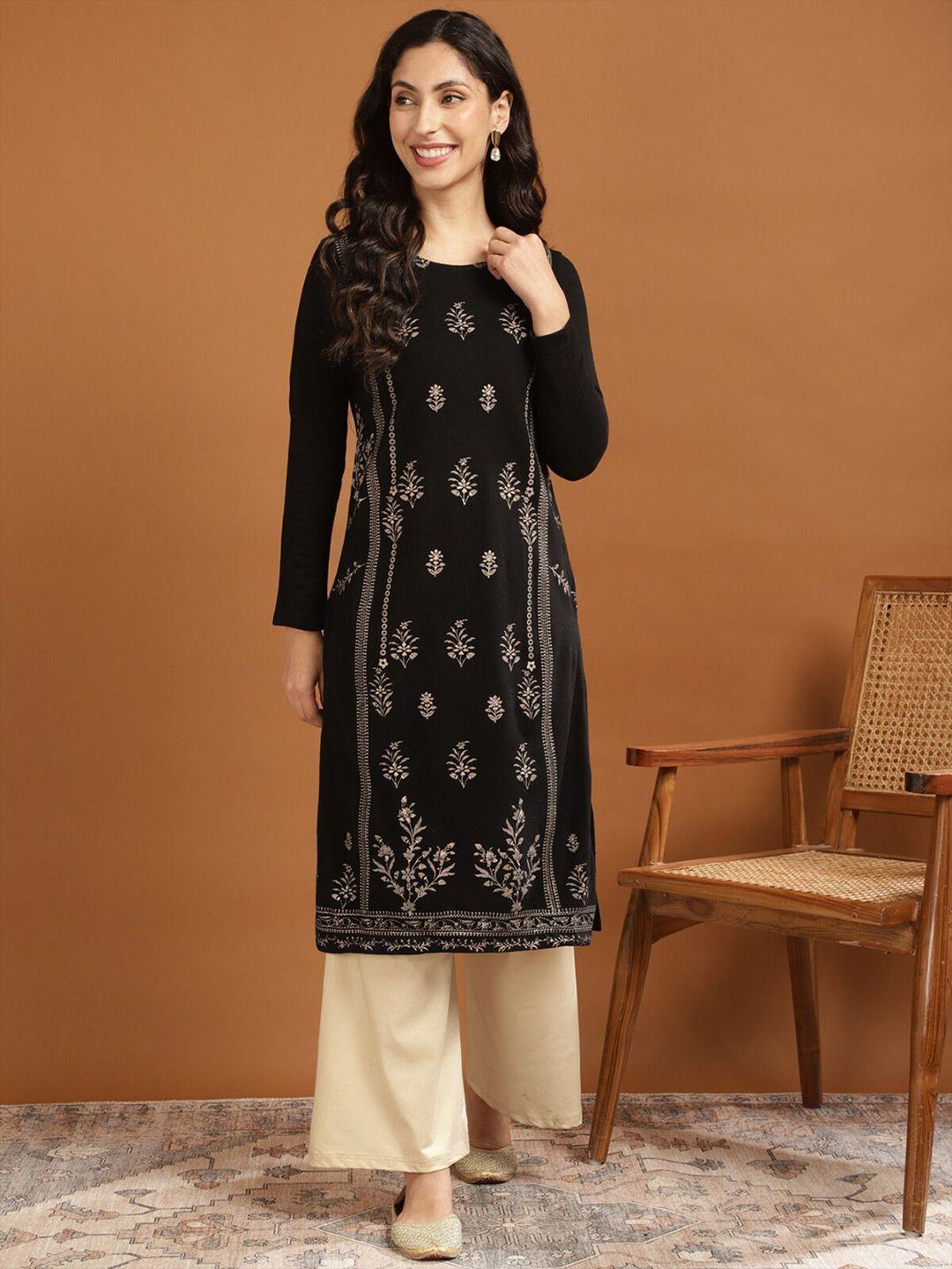 rangita floral printed straight winter kurta