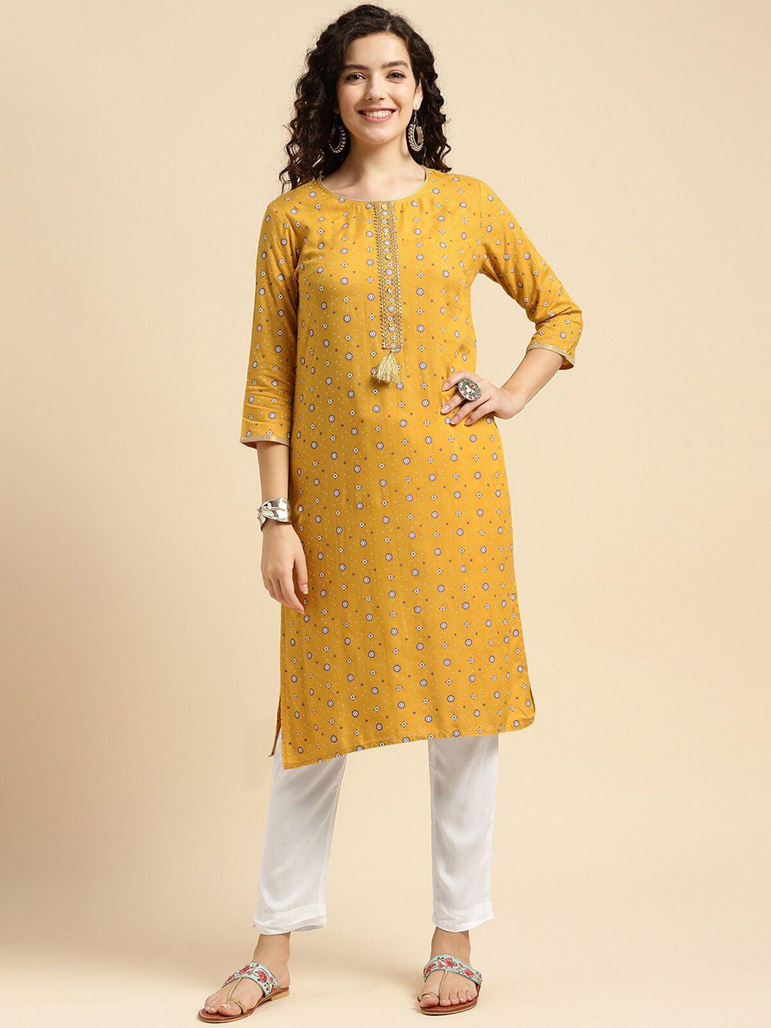 rangita geometric printed regular kurta with trousers