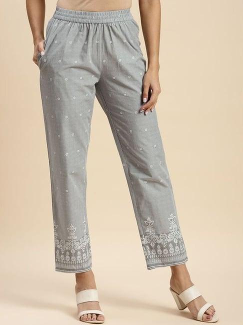 rangita grey cotton printed pants