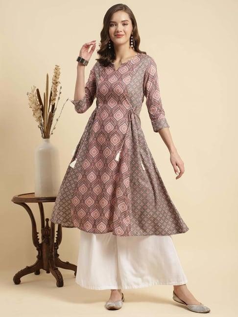 rangita grey printed flared kurti