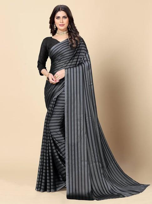 rangita grey striped saree with blouse