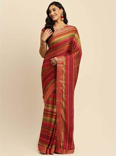 rangita multicolored striped saree with unstitched blouse