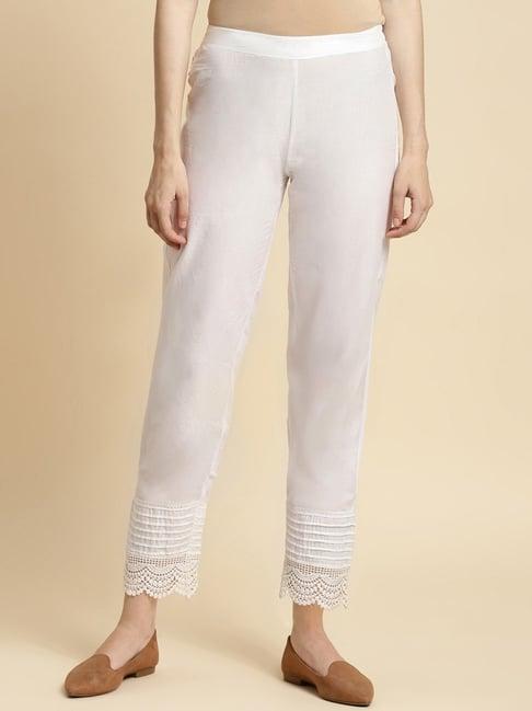 rangita off-white cotton regular fit pants