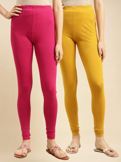 rangita pink & mustard leggings - pack of 2