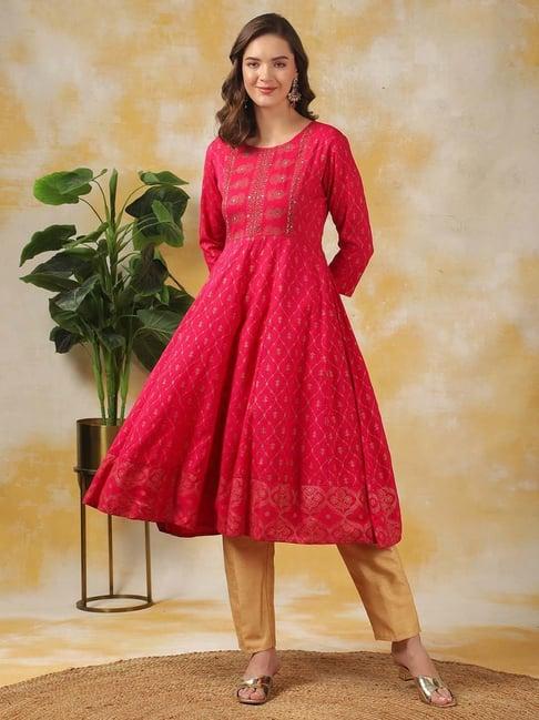 rangita pink embroidered anarkali kurti