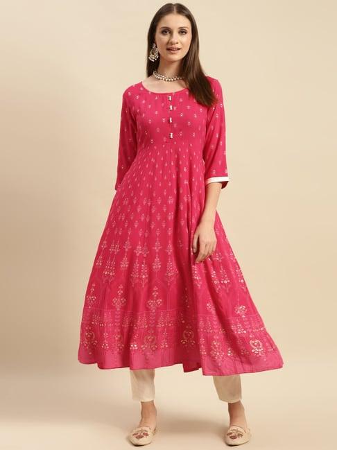 rangita pink printed anarkali kurta