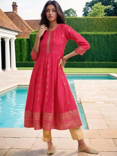 rangita pink printed anarkali kurti