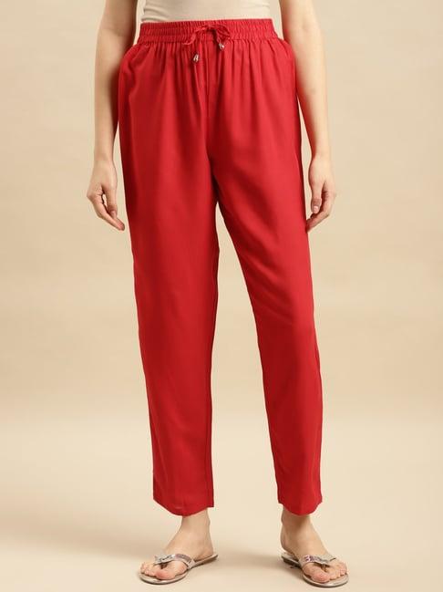 rangita red plain pants