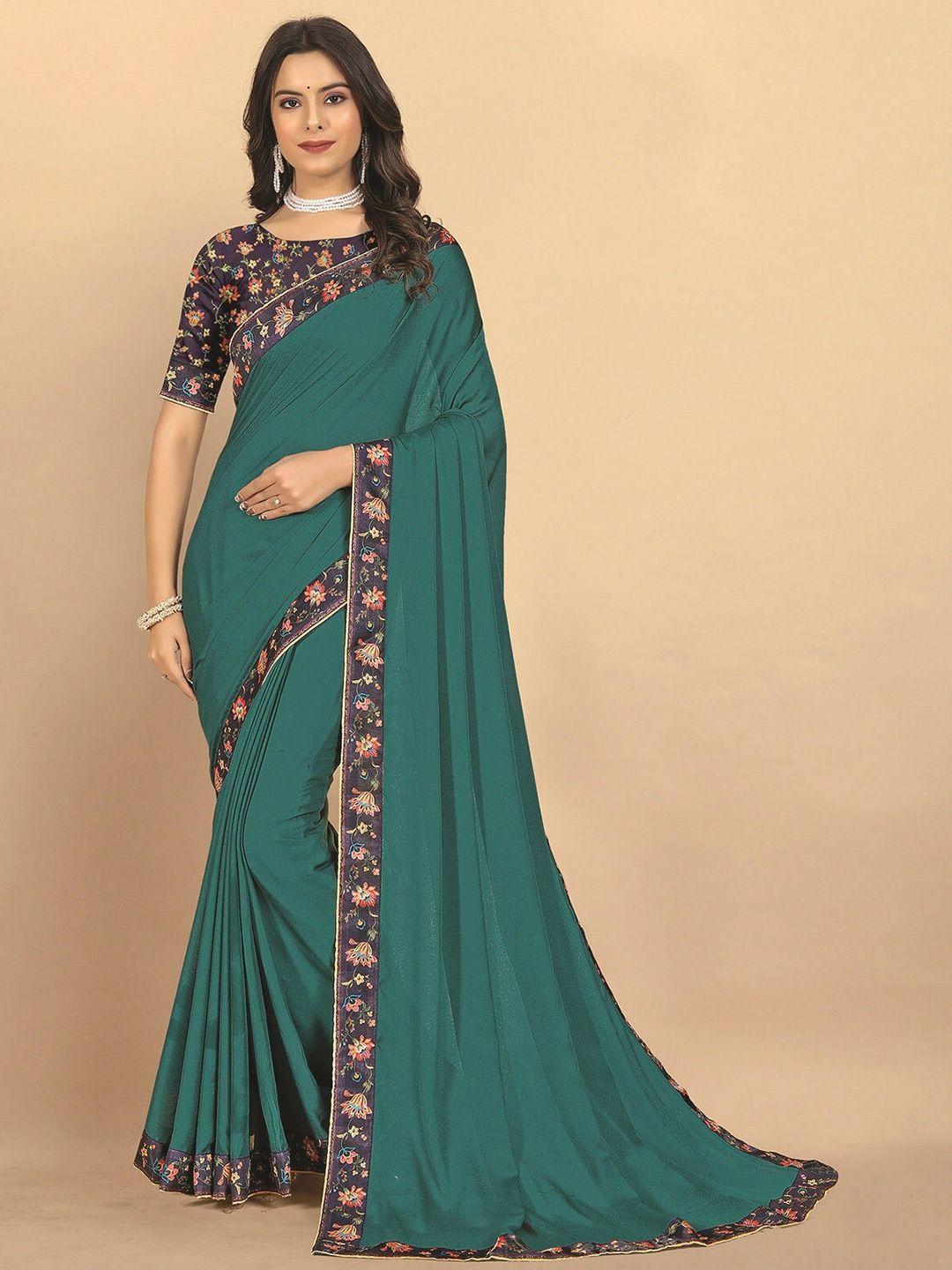 rangita sea green & pink poly georgette saree