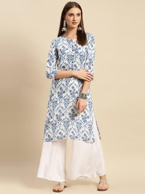 rangita white printed straight kurta