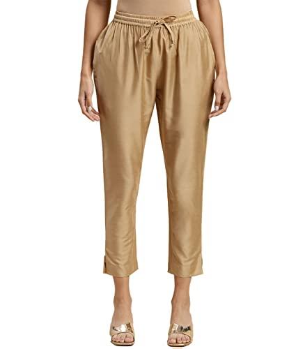 rangita women beige solid ankle length straight pant, xl