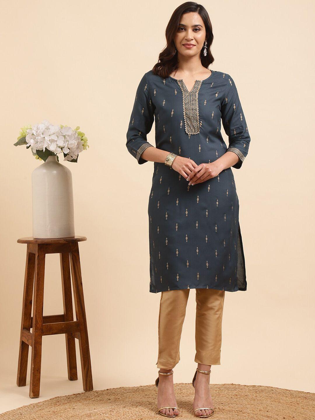 rangita women ethnic motifs printed regular kurta with trousers