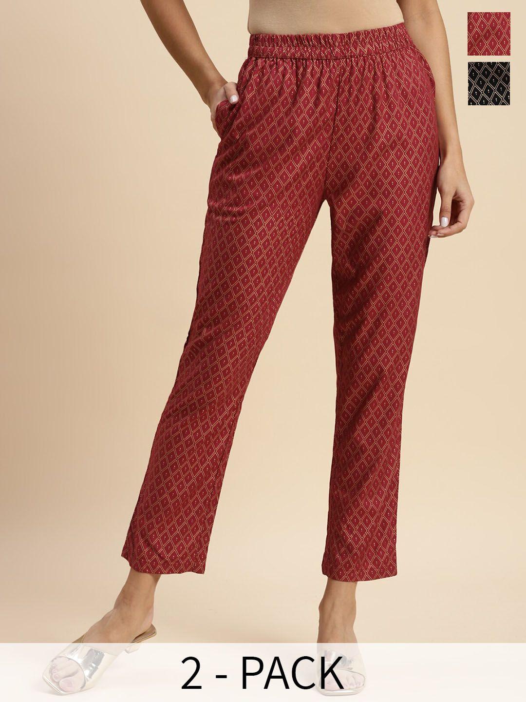 rangita women multicoloured ethnic motifs printed trousers