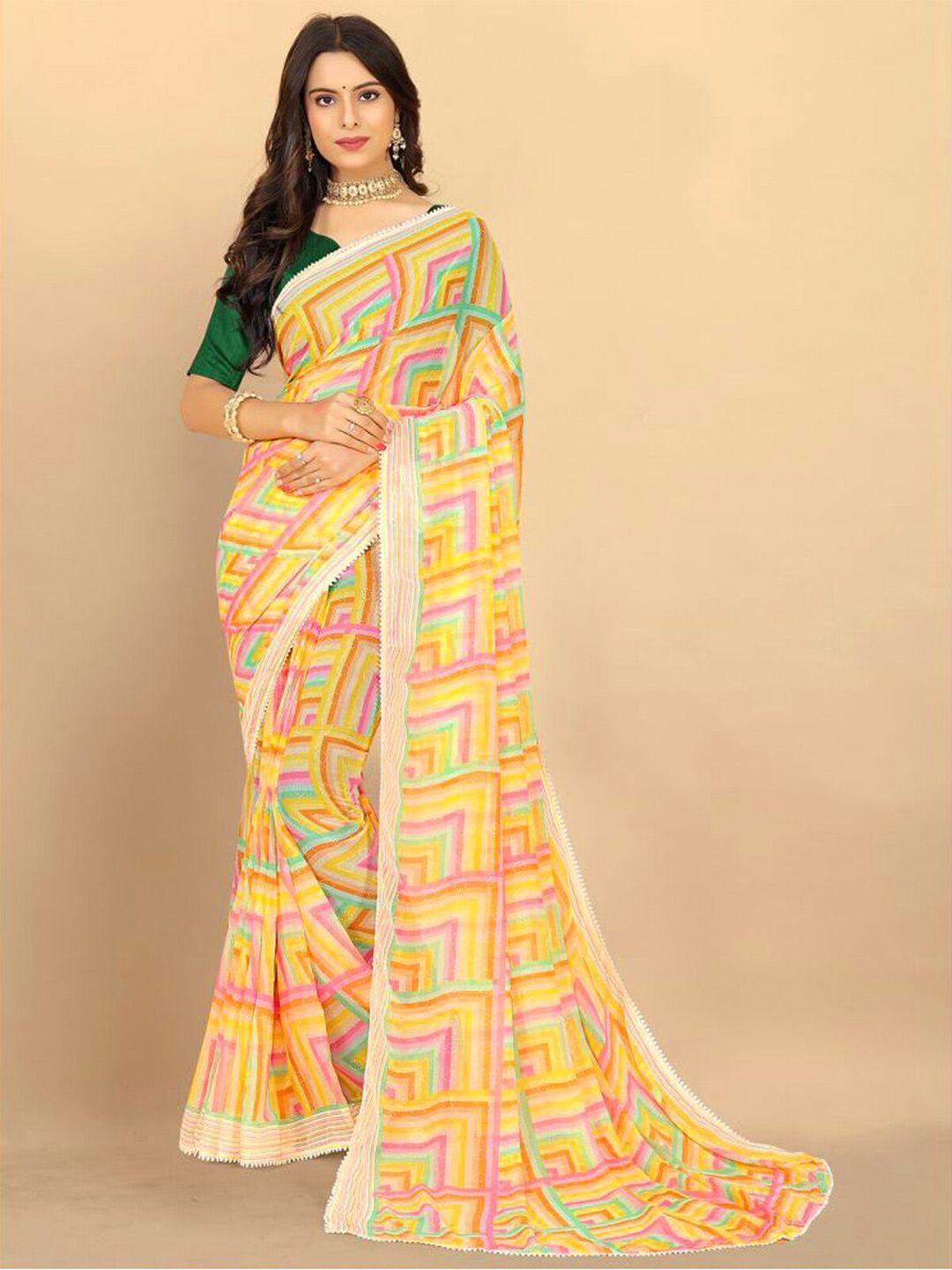 rangita yellow & green poly georgette saree