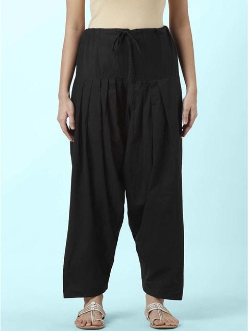 rangmanch by pantaloons black cotton regular fit salwar