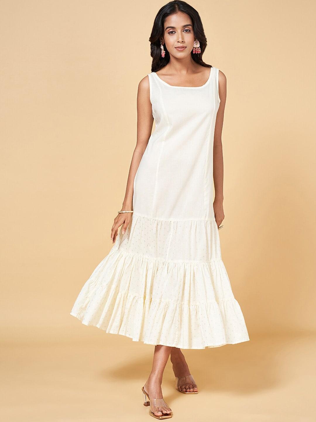 rangmanch by pantaloons off white a-line maxi dress
