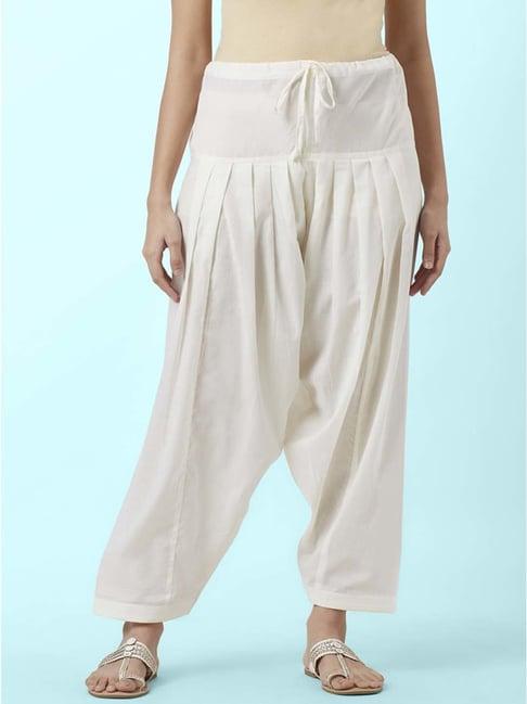 rangmanch by pantaloons off-white cotton regular fit salwar