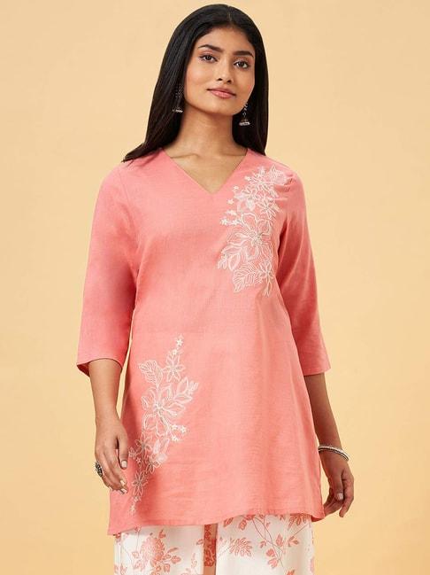 rangmanch by pantaloons pink embroidered tunic