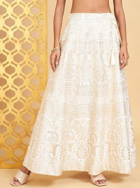 rangmanch by pantaloons white embroidered skirt