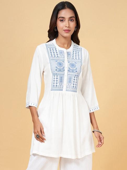 rangmanch by pantaloons white embroidered tunic