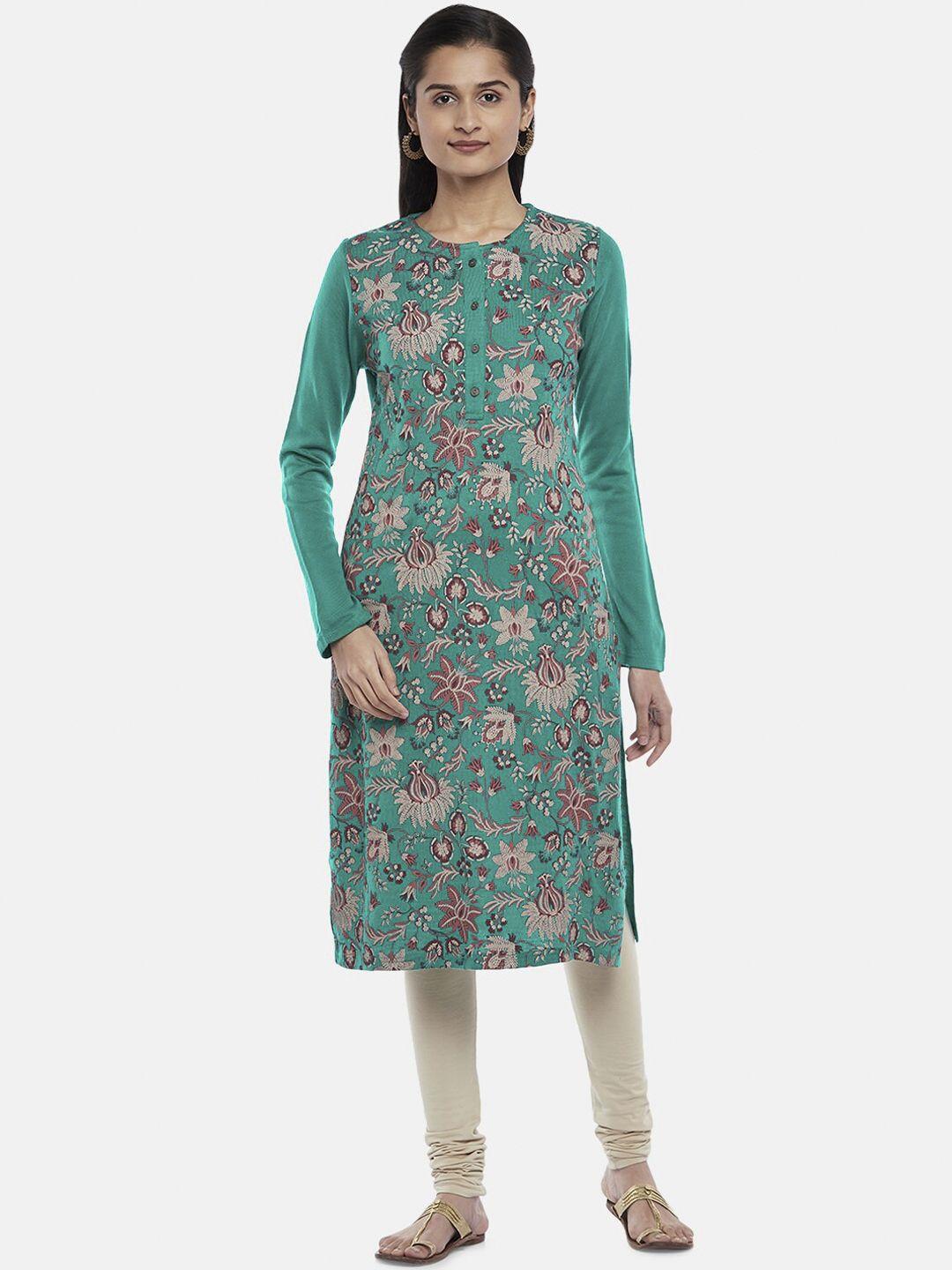 rangmanch by pantaloons women green floral printed kurta