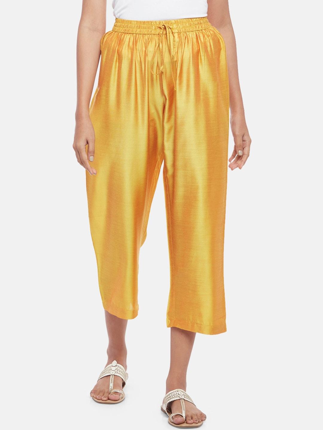rangmanch by pantaloons women mustard yellow culottes trousers