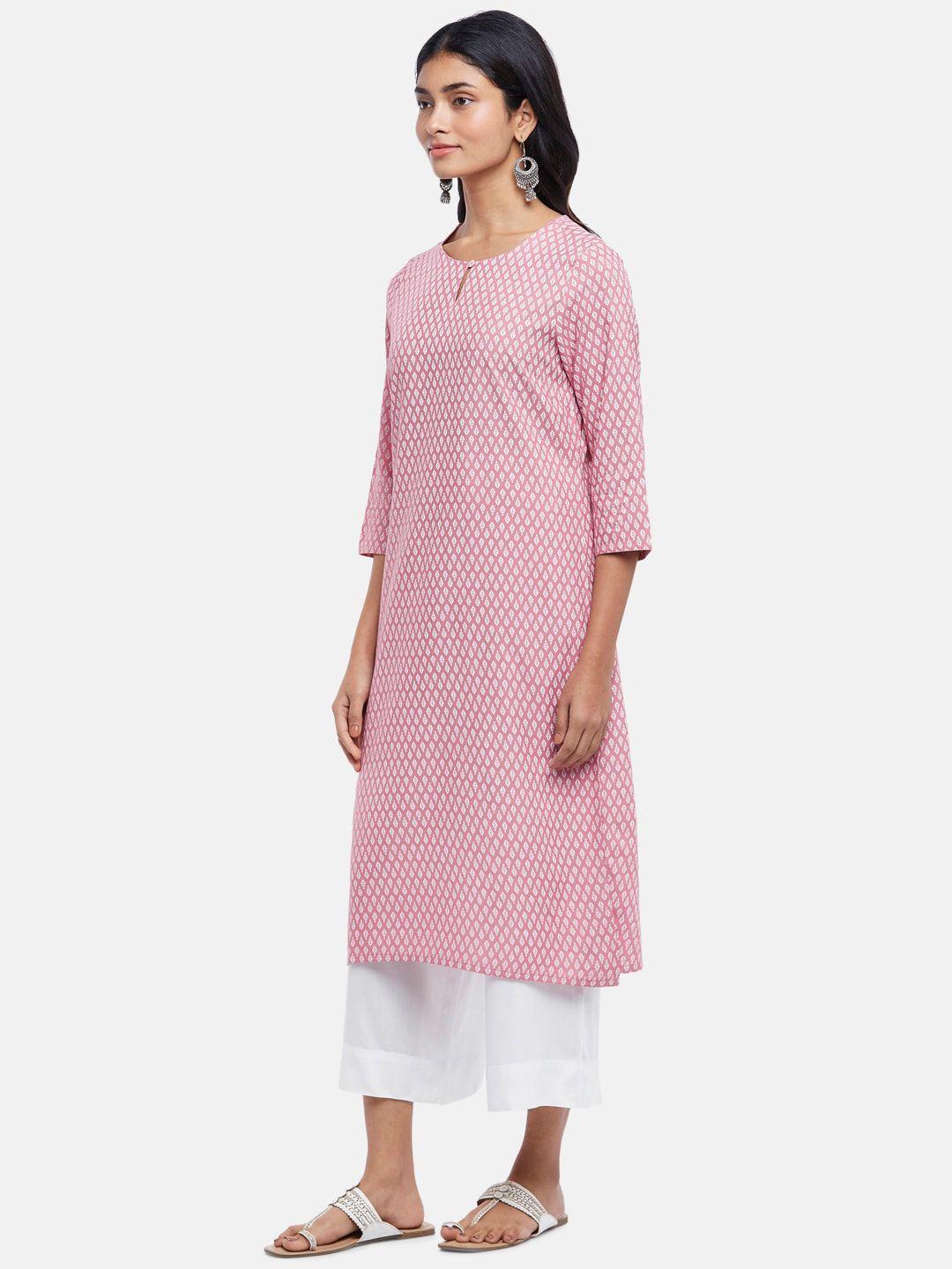 rangmanch by pantaloons women pink ethnic motifs printed kurta with palazzos