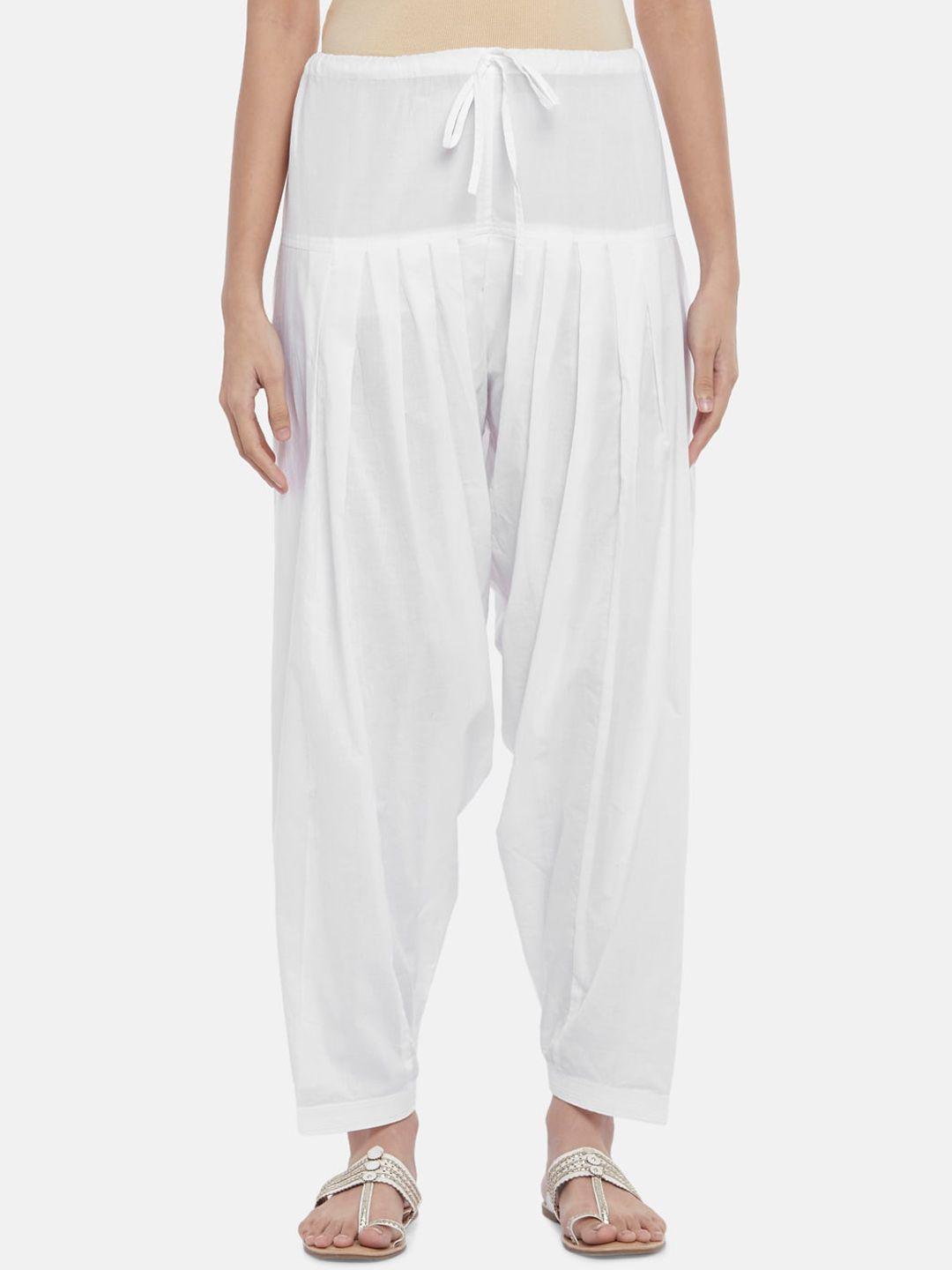 rangmanch by pantaloons women white solid pure cotton salwar