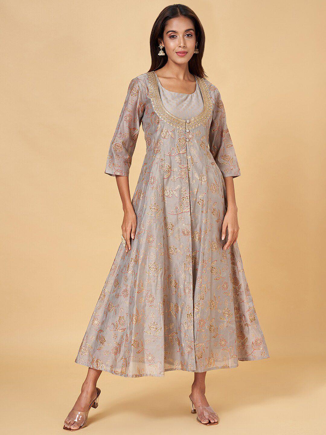 rangmanch by pantaloons  floral print maxi ethnic dress