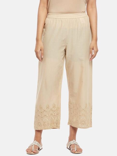 rangmanch by pantaloons beige cotton culottes