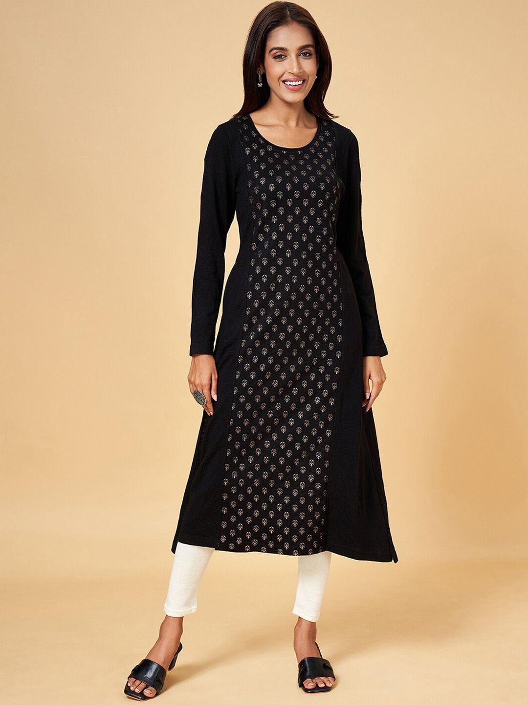 rangmanch by pantaloons ethnic motifs printed panelled straight kurta