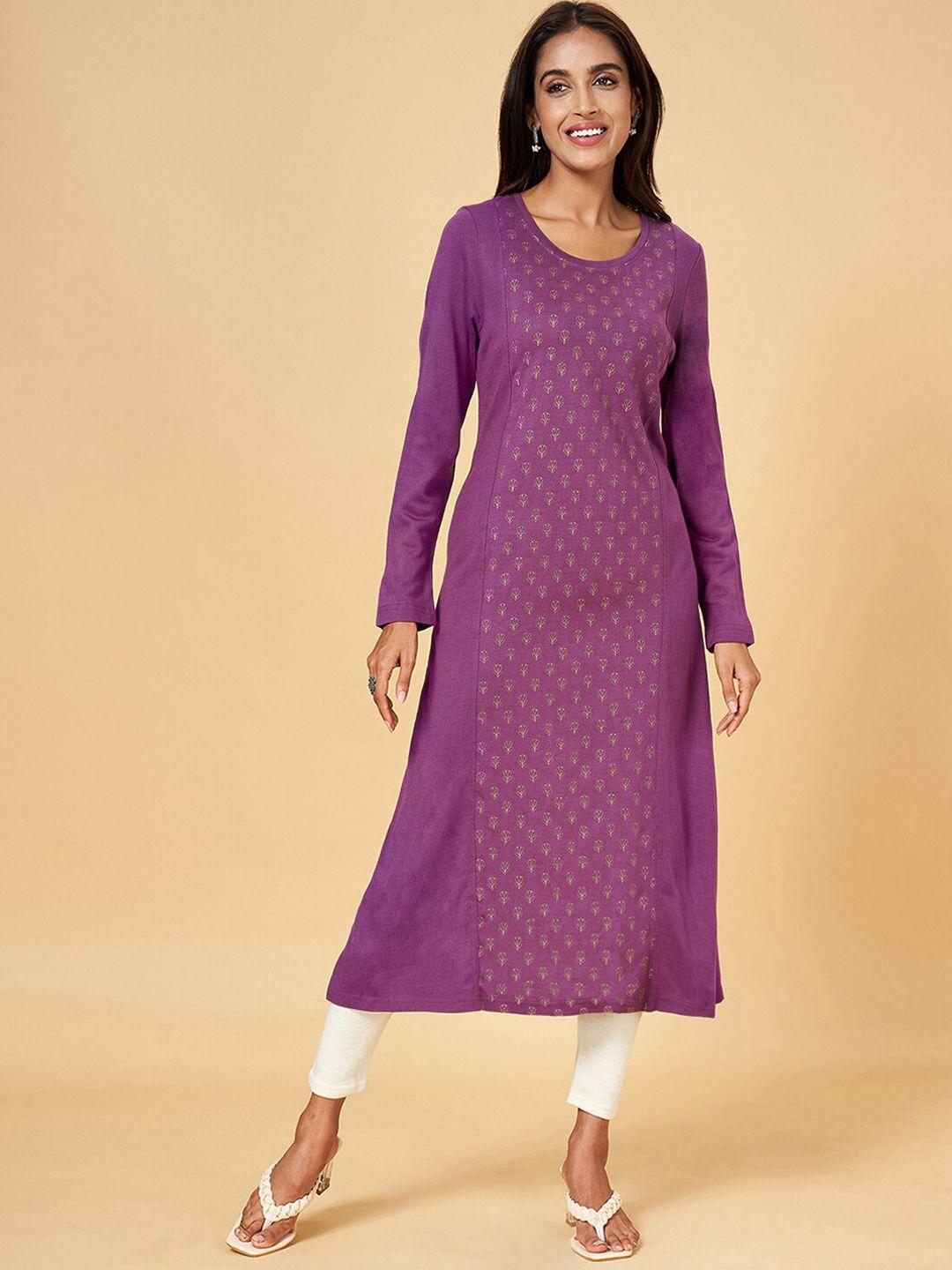 rangmanch by pantaloons ethnic motifs printed panelled straight kurta