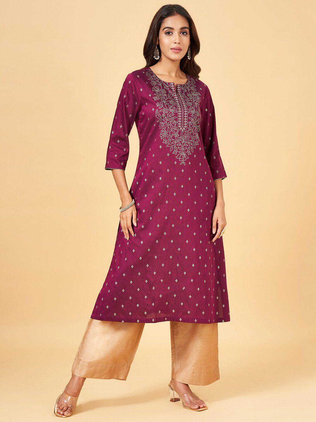 rangmanch by pantaloons ethnic motifs printed straight kurta