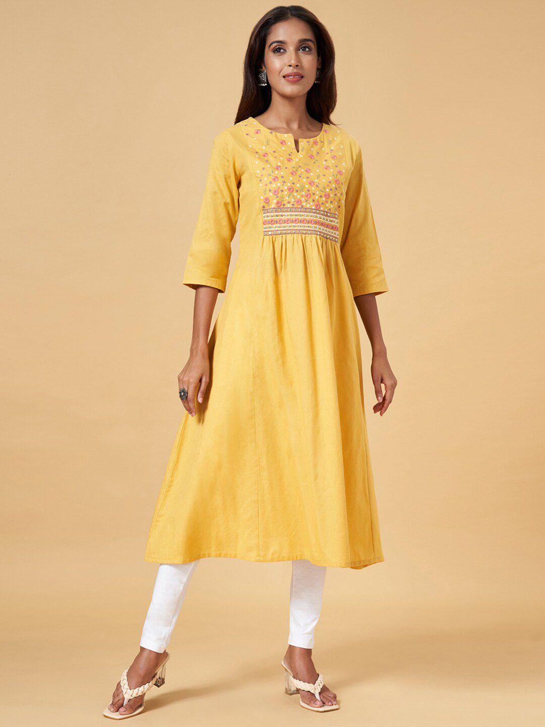 rangmanch by pantaloons floral embroidered thread work anarkali kurta