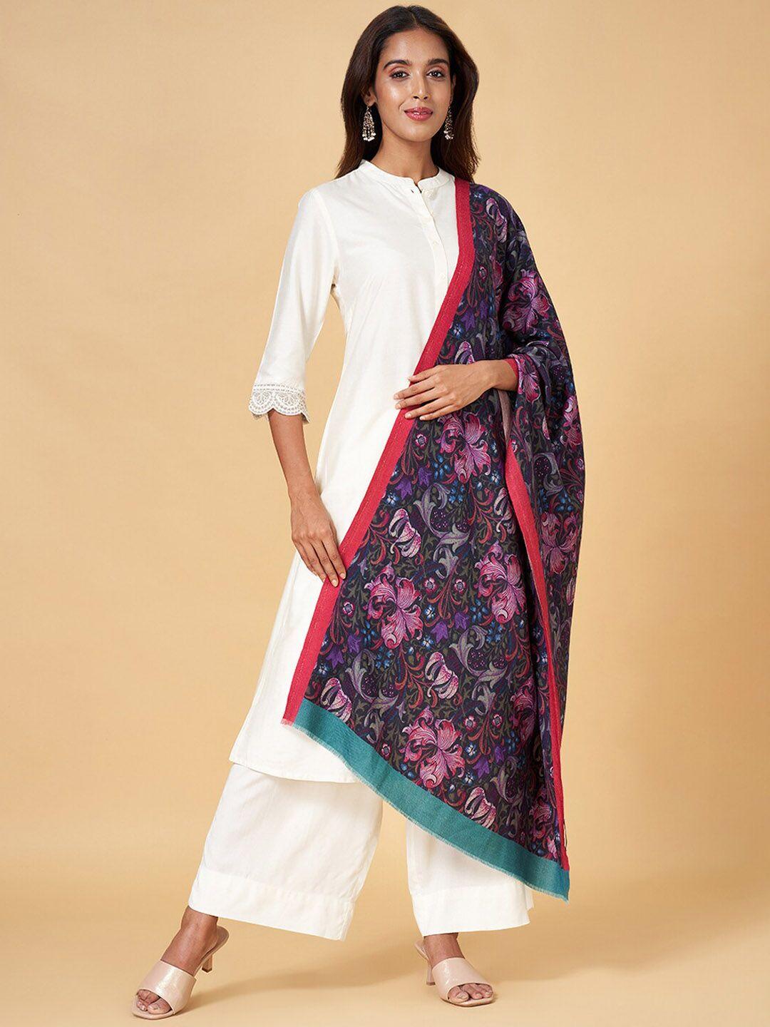 rangmanch by pantaloons floral printed acrylic shawl