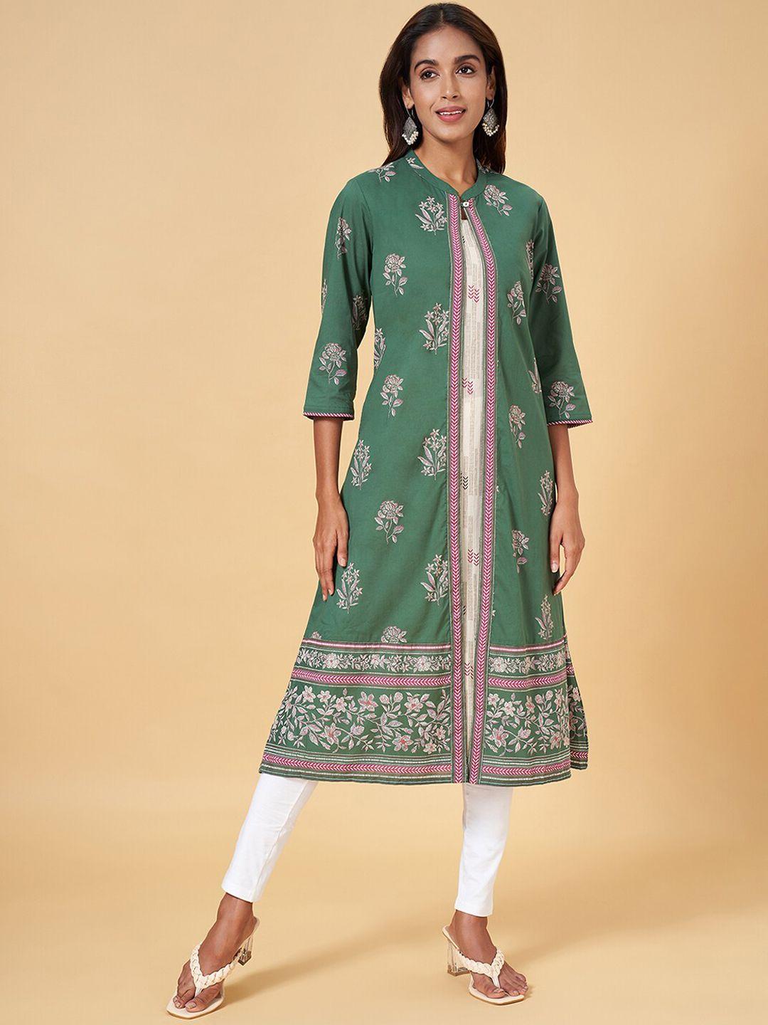 rangmanch by pantaloons floral printed cotton a-line kurta