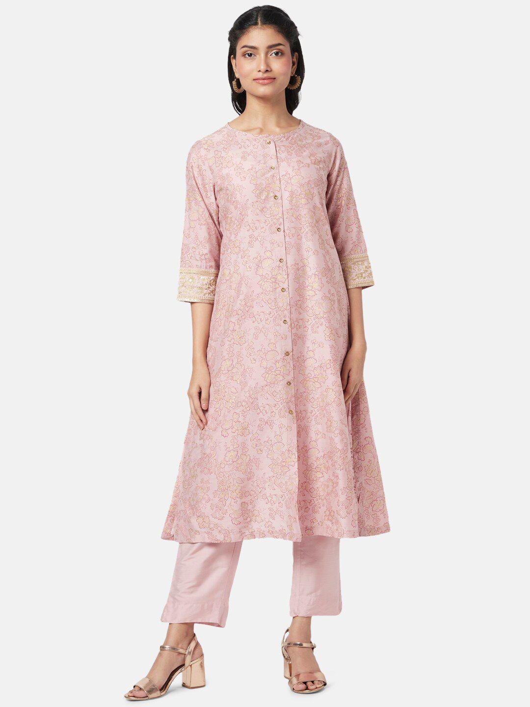 rangmanch by pantaloons floral printed kurta with trousers & dupatta