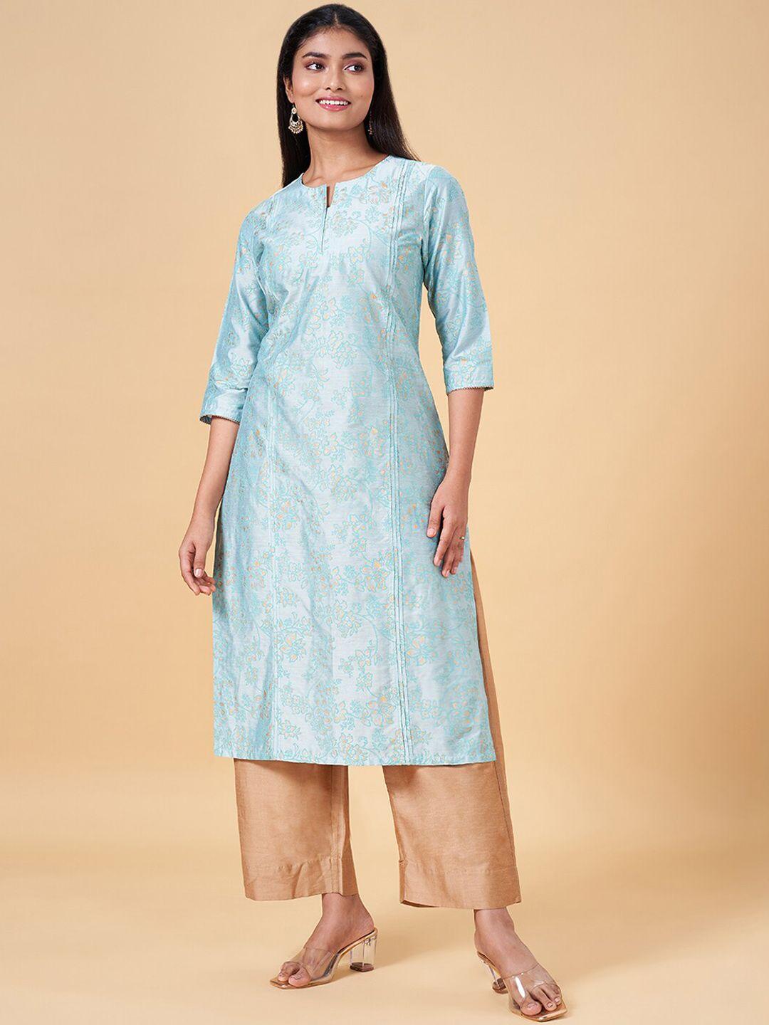 rangmanch by pantaloons floral printed round neck straight kurta