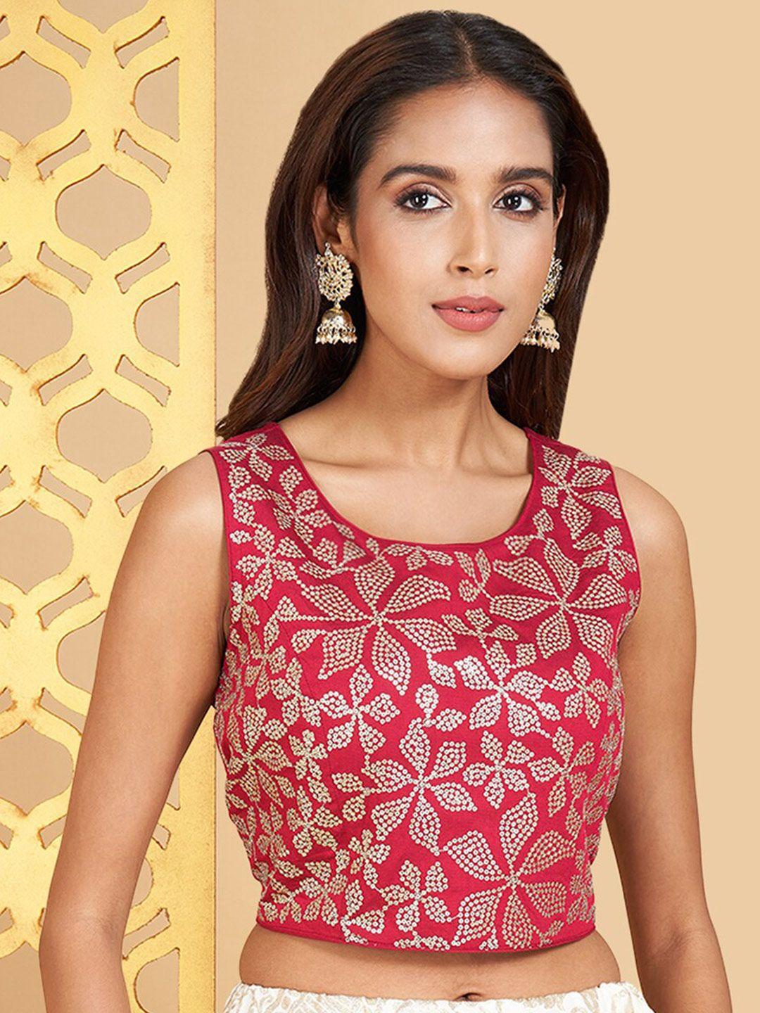 rangmanch by pantaloons floral printed sleeveless ethnic crop top