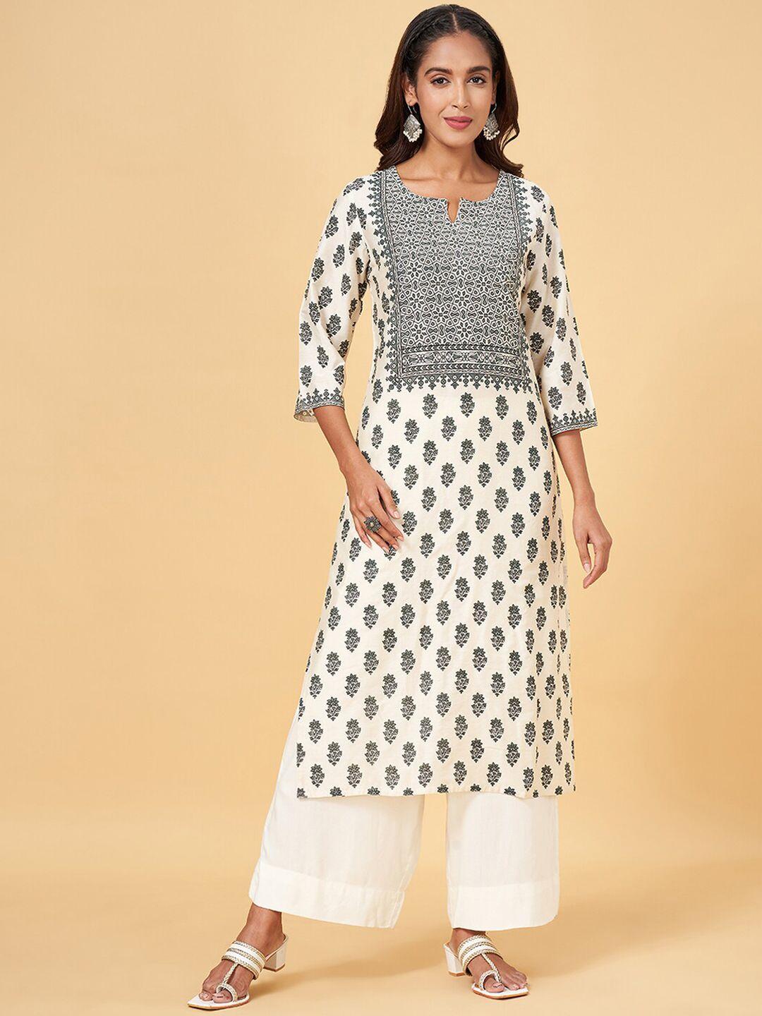 rangmanch by pantaloons floral printed straight kurta