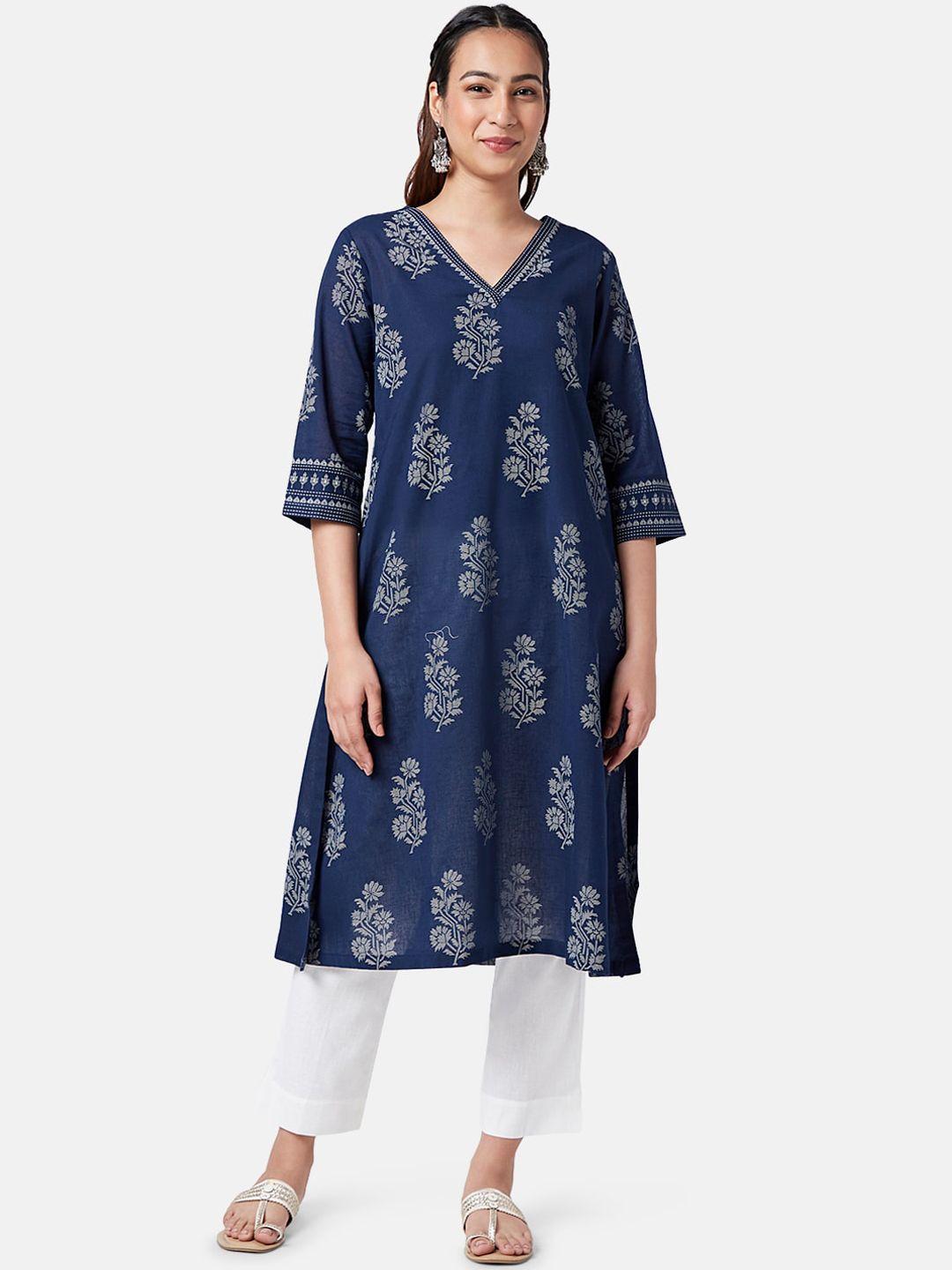 rangmanch by pantaloons floral printed v-neck a-line kurta