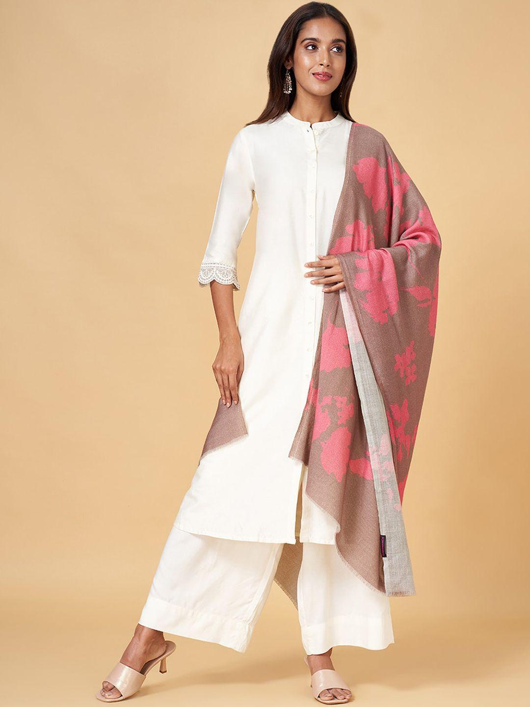 rangmanch by pantaloons floral woven design acrylic shawl