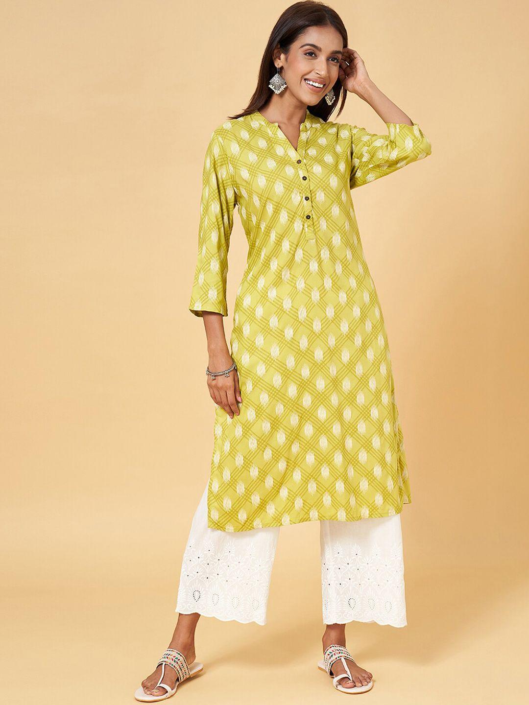 rangmanch by pantaloons geometric printed straight kurta